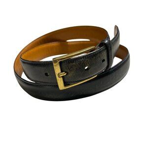 Trafalgar Cortina Black Brown Leather Mens Belt Brass Buckle Size 34